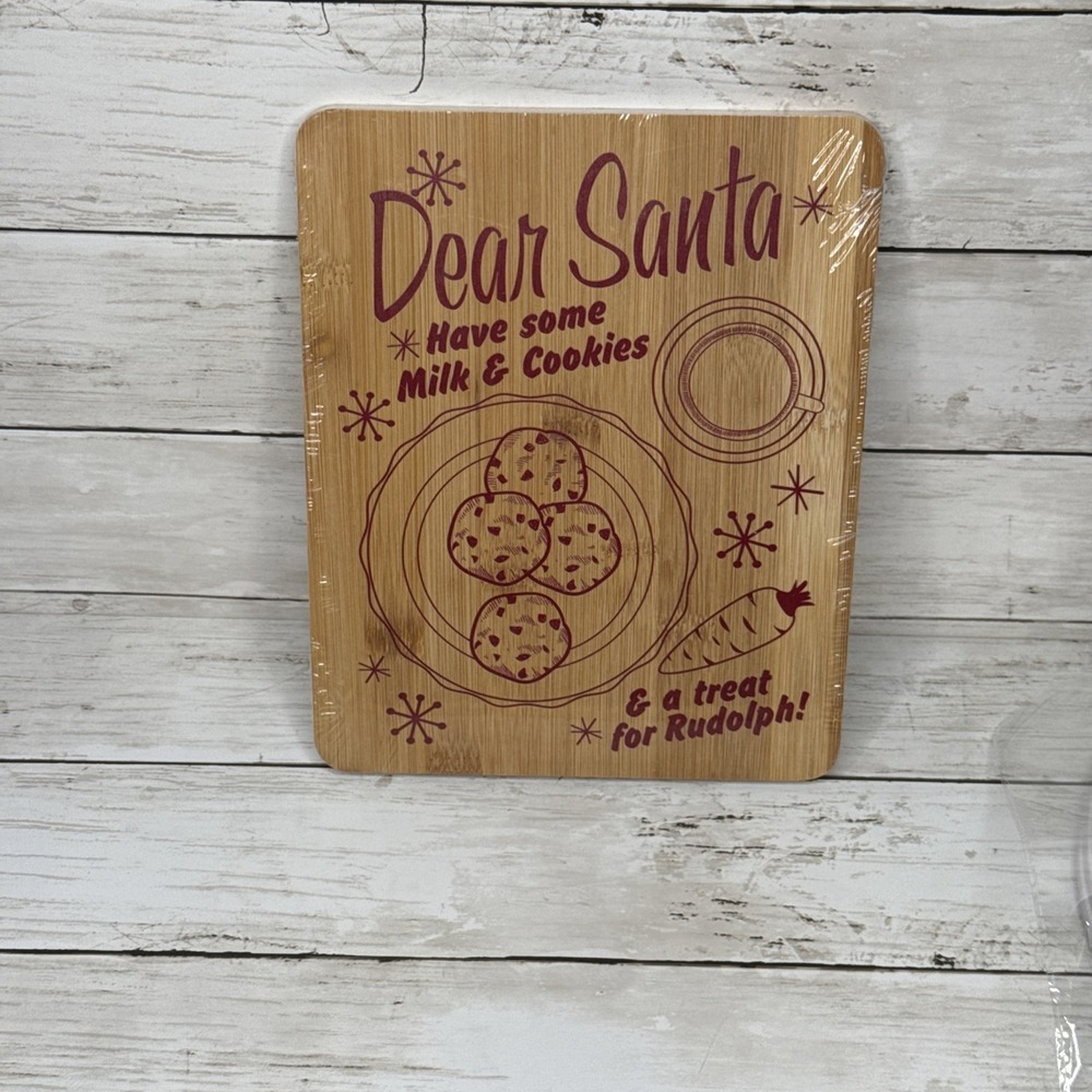 Christmas Wood Serving Platter Charcuterie Board Farberware Santa's Cookies